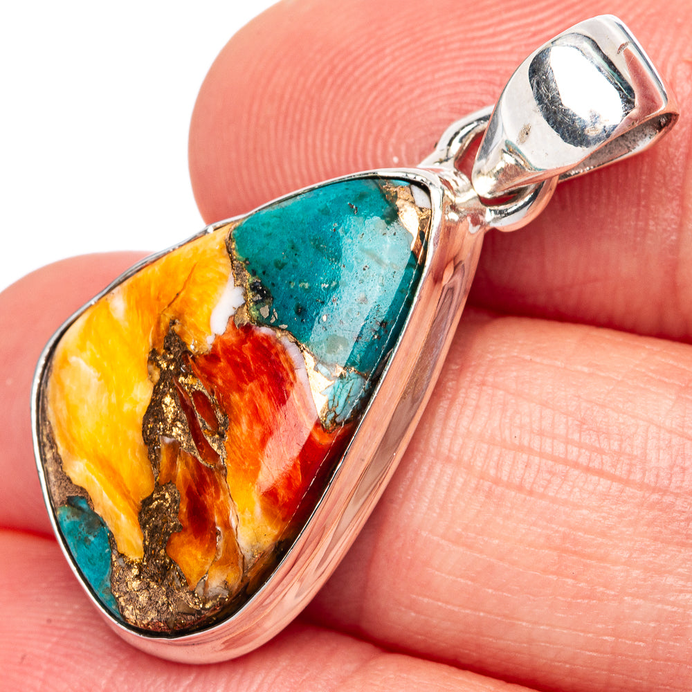 Spiny Oyster Turquoise Pendants 1 3/8" (925 Sterling Silver) P42373