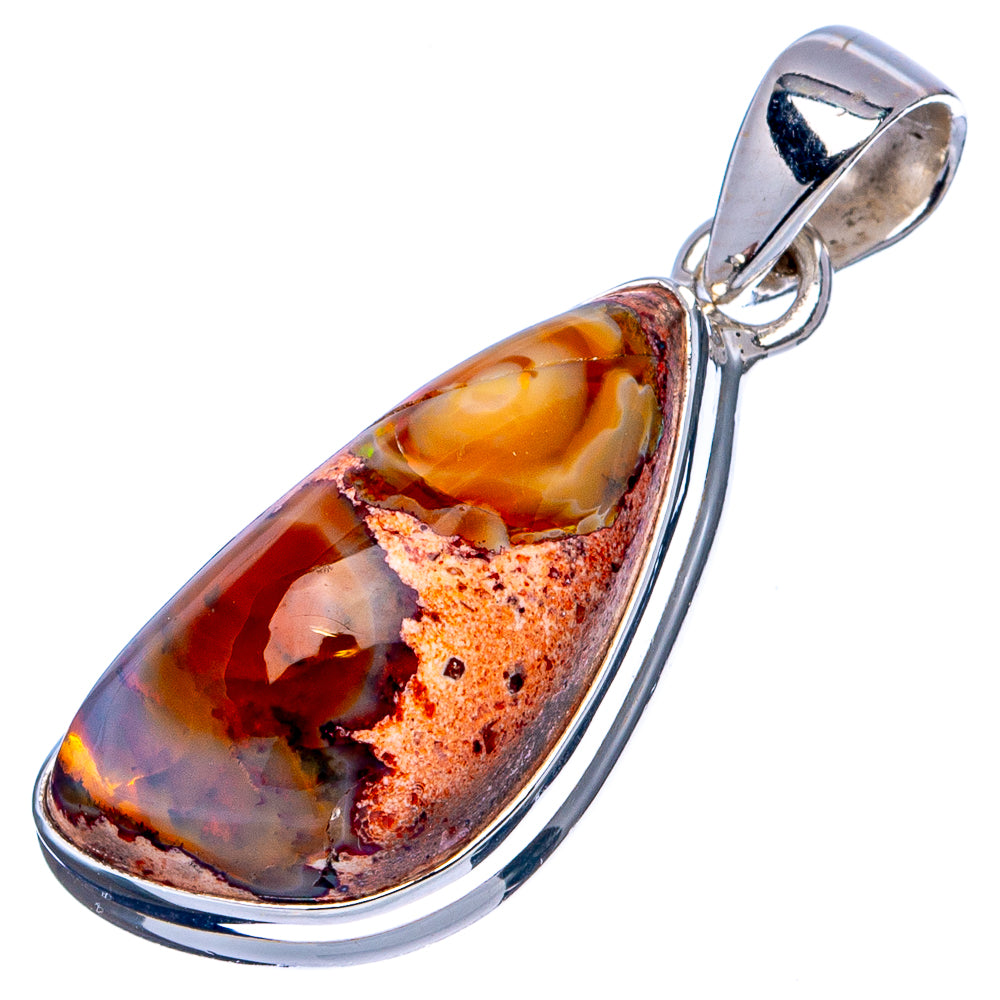 Rare Mexican Fire Opal Pendant 1 3/8" (.925 Sterling Silver)