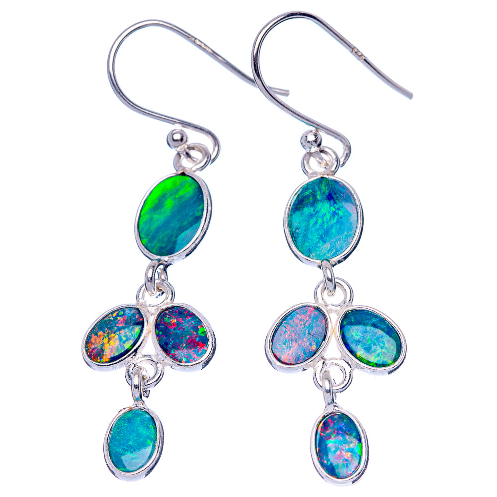 Rare Doublet Opal Earrings 1 3/4" (925 Sterling Silver) E1662