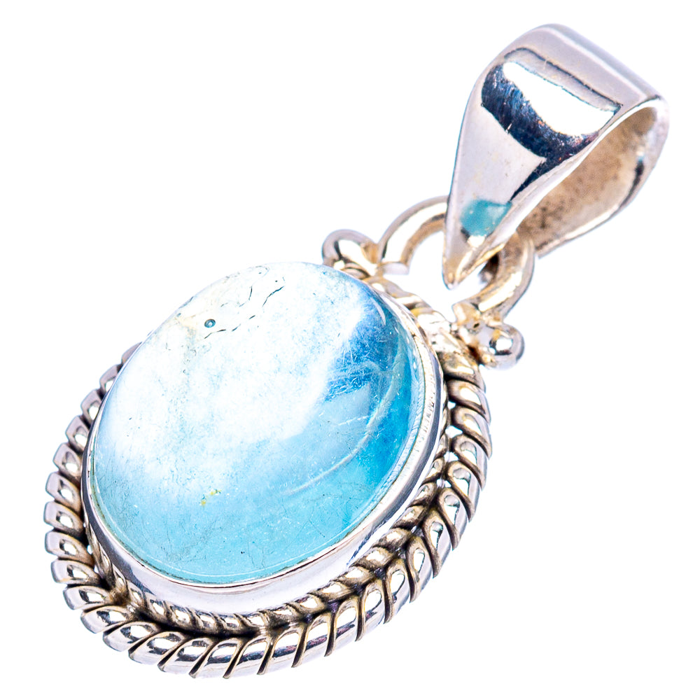 Aquamarine Pendant 7/8" (.925 Sterling Silver)