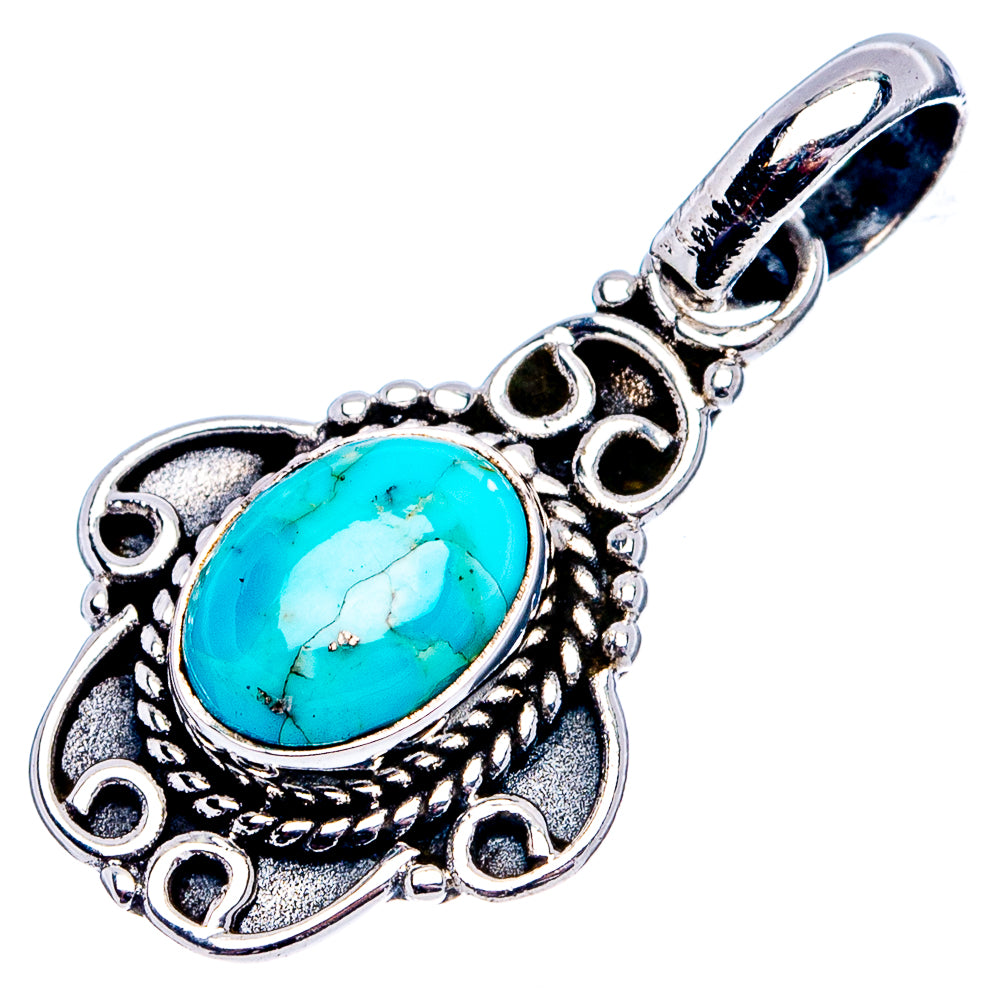 Mohave Turquoise Dainty Pendant 1 1/8" (.925 Sterling Silver)