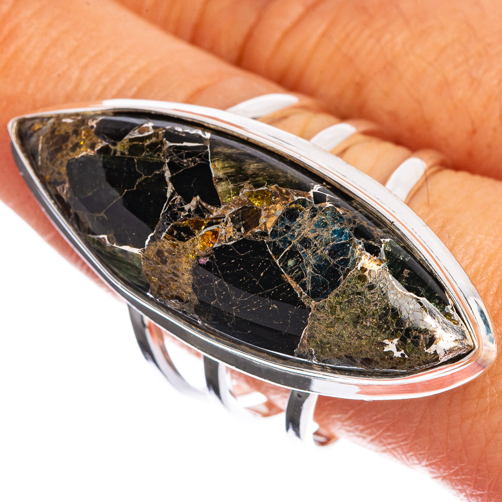 Large Copper Black Onyx Ring Size 10 (925 Sterling Silver) R144365