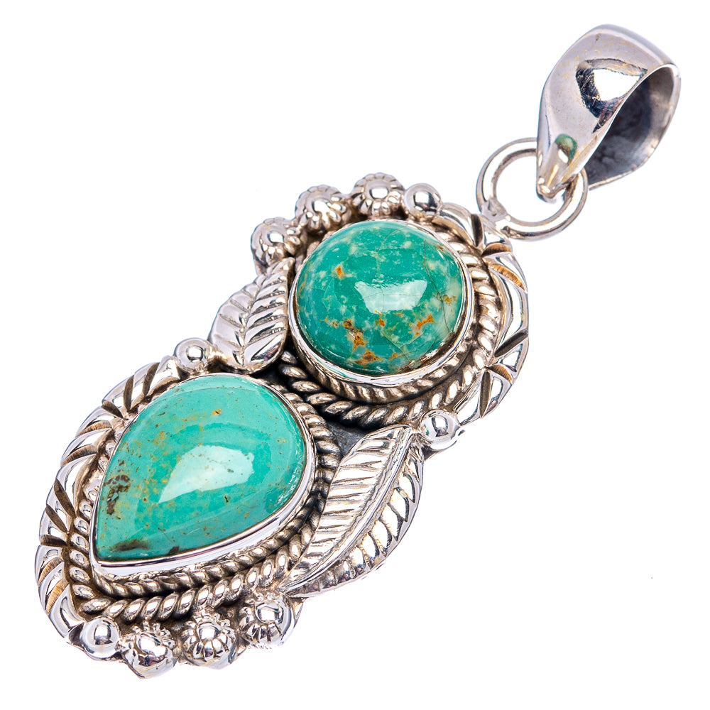 Native Style Variscite Pendant 1 3/4" (.925 Sterling Silver)