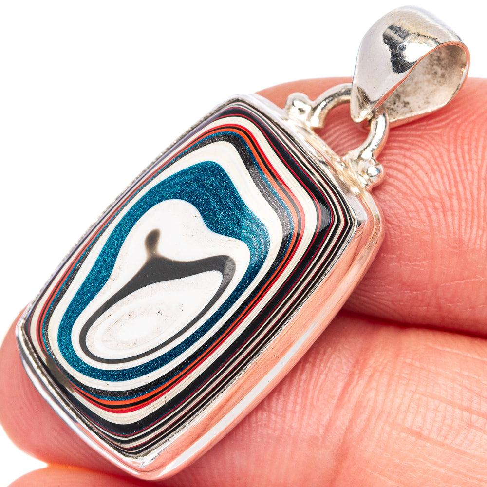 Rare Fordite Pendant 1 3/8" (925 Sterling Silver) P39978