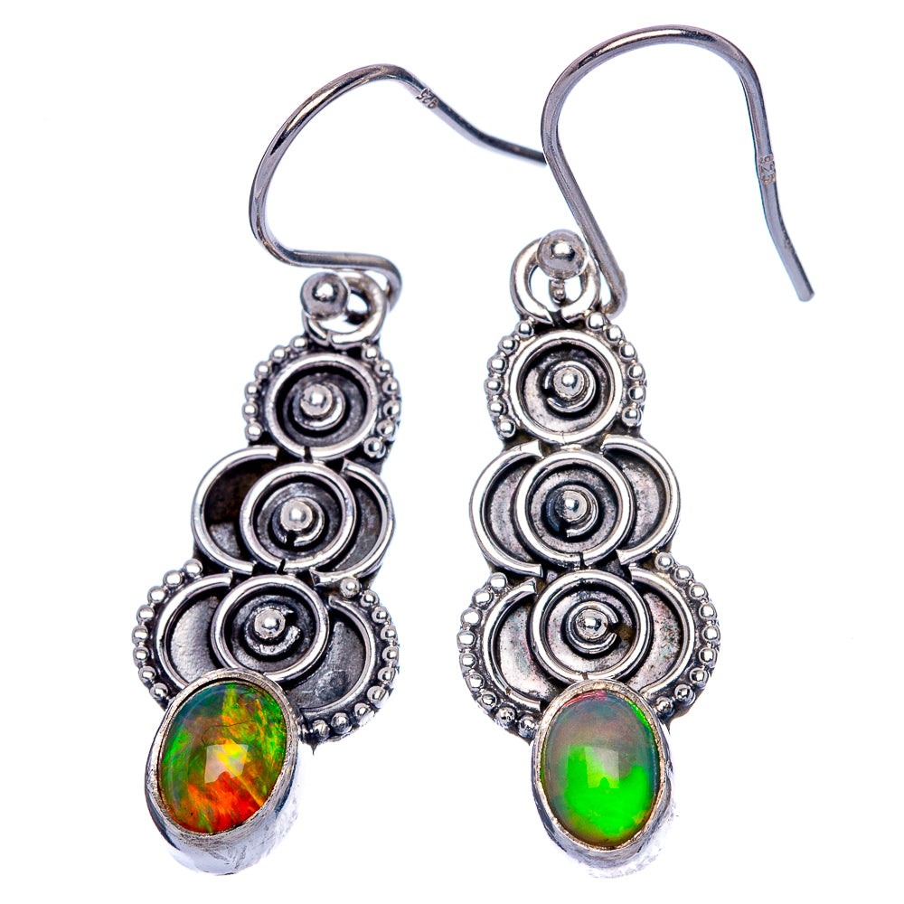 Rare Ethiopian Opal Earrings 1 3/8" (925 Sterling Silver) E433196