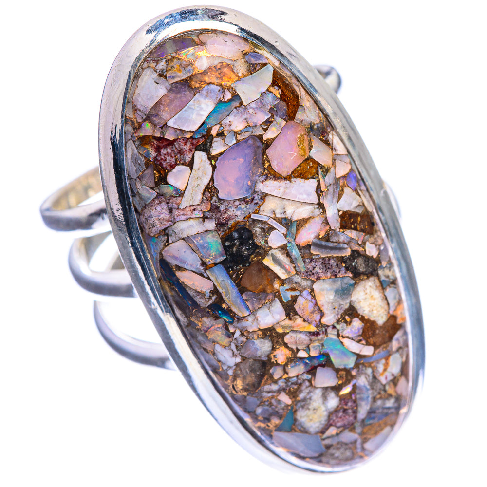 Large Copper Composite Rainbow Moonstone Ring Size 8.5 (925 Sterling Silver) R143197