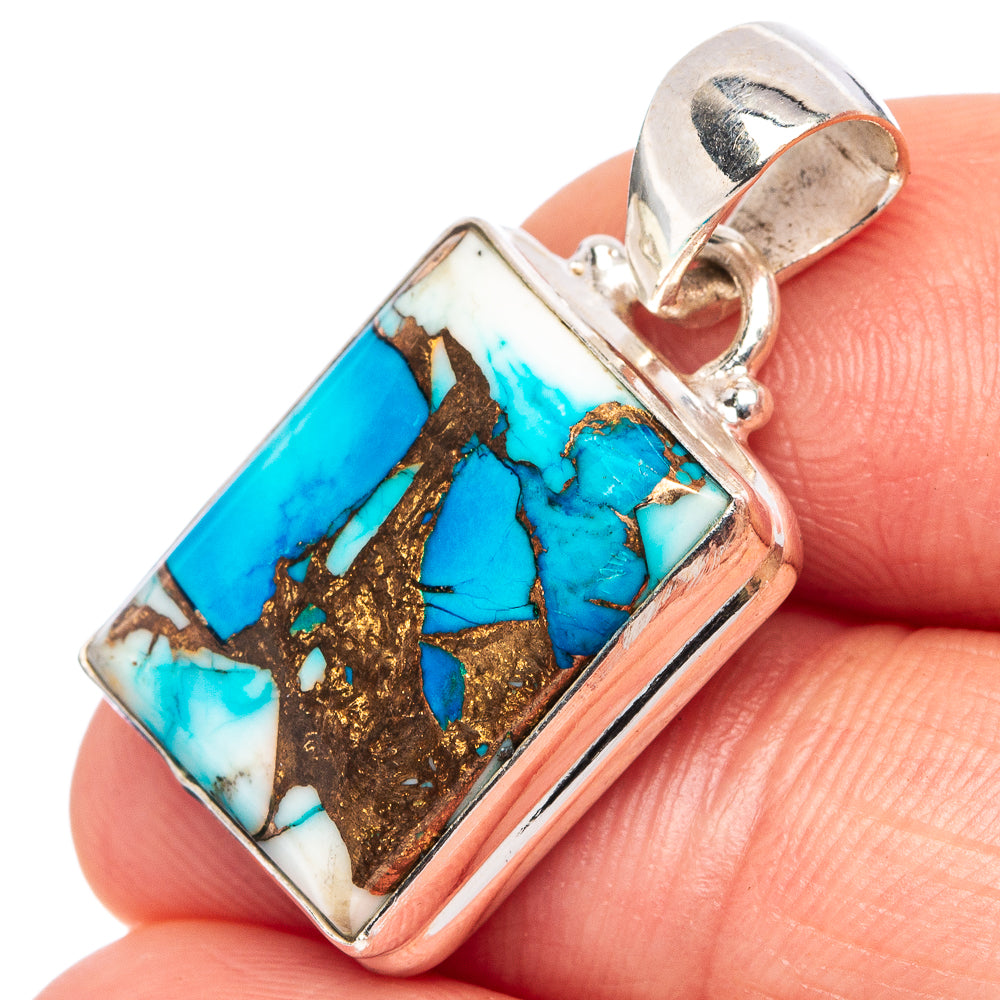 Ice Blue Daliah Mohave Turquoise Pendant 1 1/8" (.925 Sterling Silver)