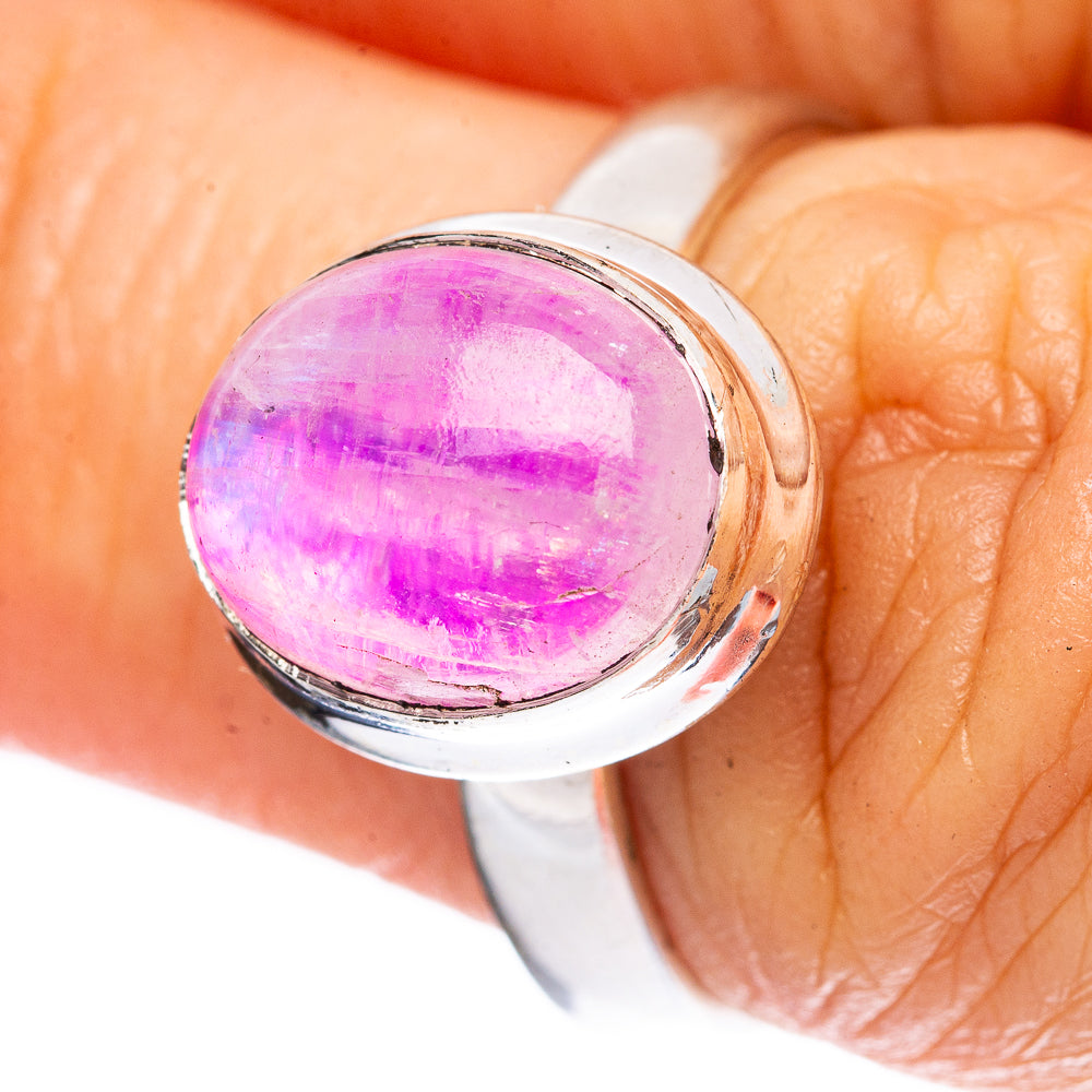 Pink Moonstone Ring Size 6.5 (925 Sterling Silver) R3770