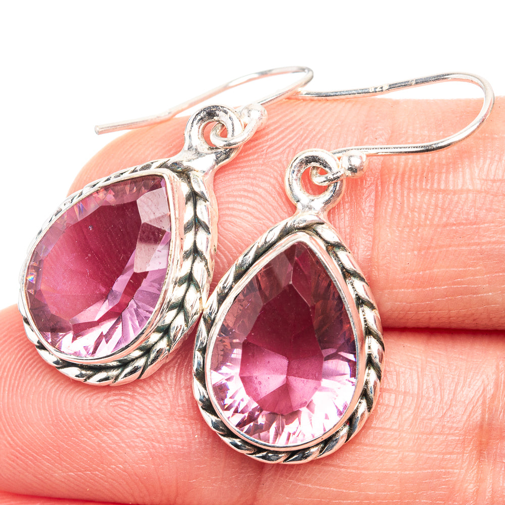 Faceted Color Change Alexandrite (Lab.) Earrings 1 3/8" (925 Sterling Silver) E432555