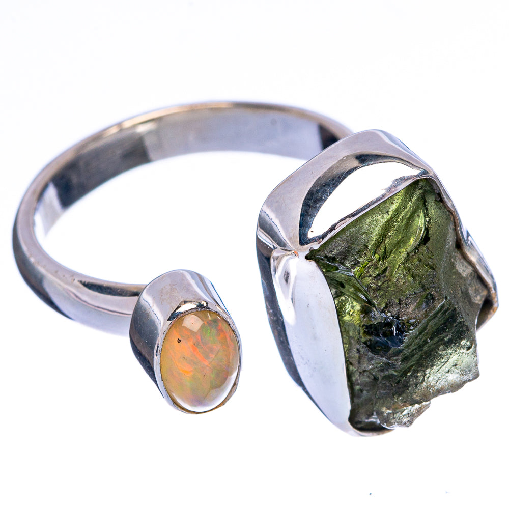 Rare Czech Moldavite, Ethiopian Opal Ring Size 6 (925 Sterling Silver) R146699