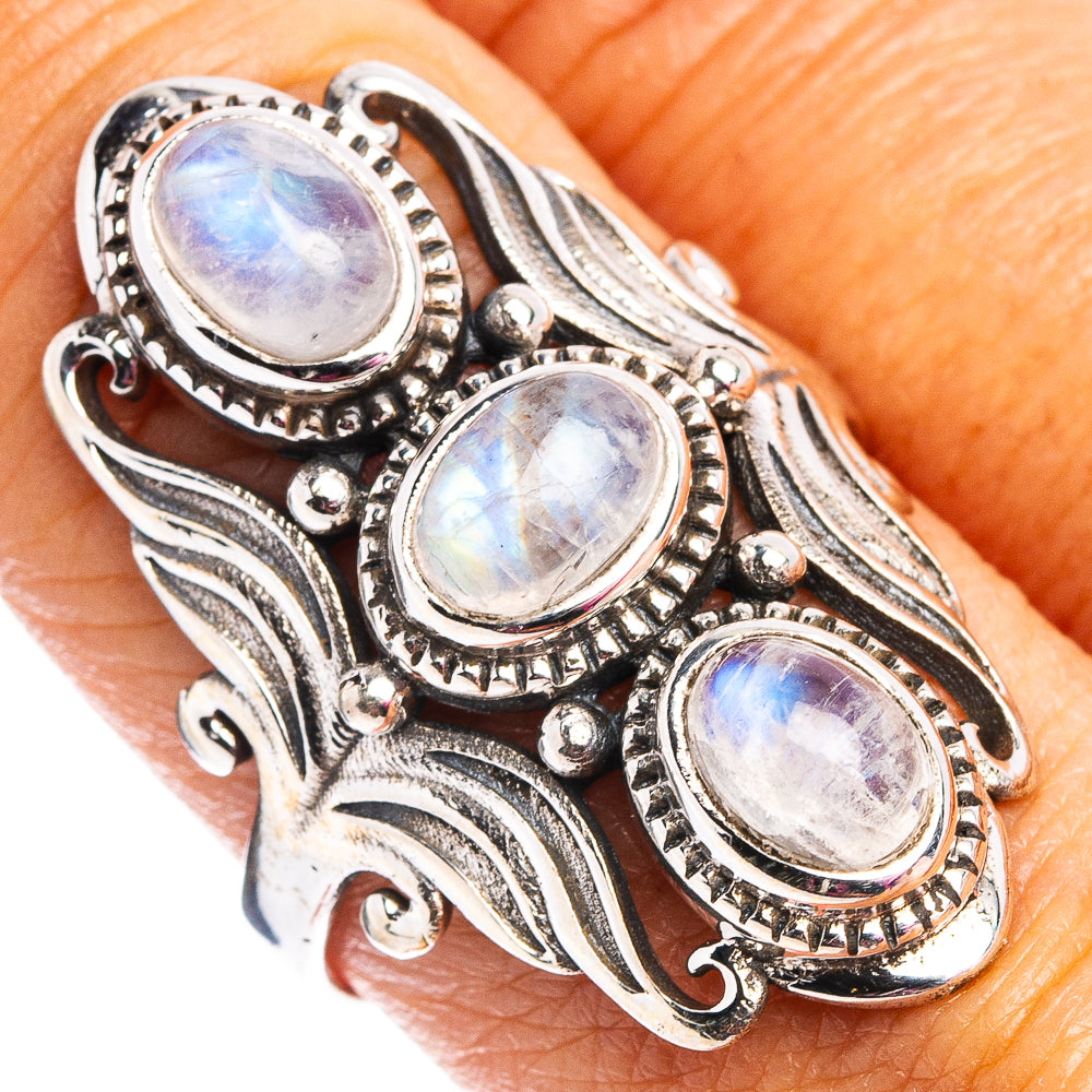 Rainbow Moonstone Ring Size 8.75 (.925 Sterling Silver)