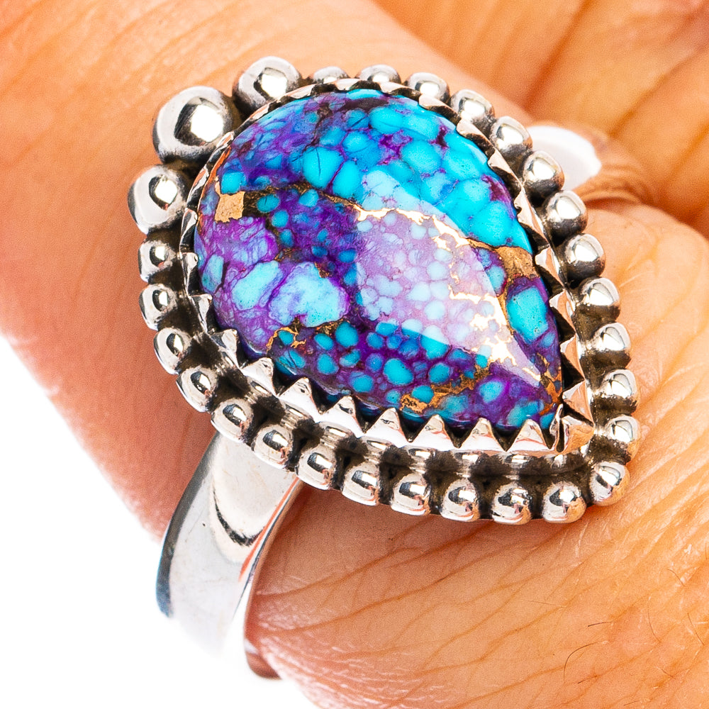 Purple Copper Composite Turquoise Ring Size 8.75 (925 Sterling Silver) R8436