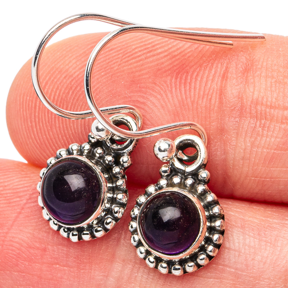 Amethyst Earrings 1 1/8" (925 Sterling Silver) E3050