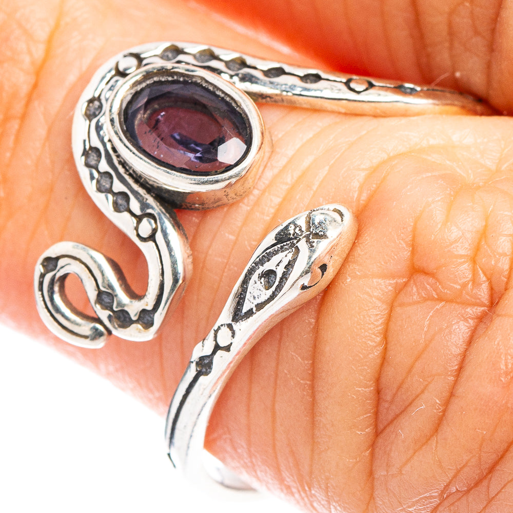 Iolite Snake Dainty Ring Size 7 Adjustable (.925 Sterling Silver)