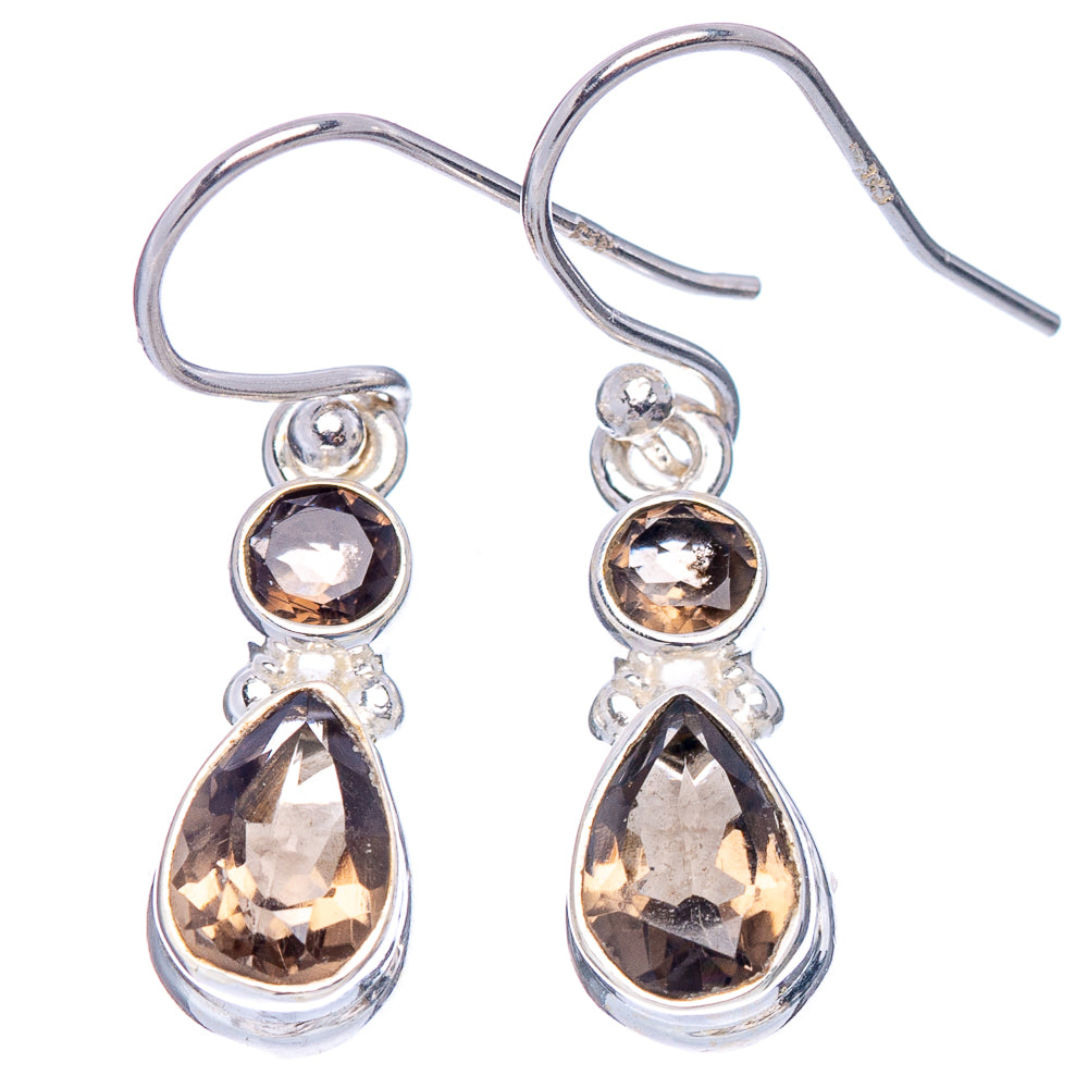 Smoky Quartz Earrings 1 1/8" (.925 Sterling Silver)