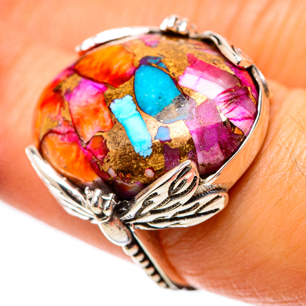 Kingman Pink Dahlia Turquoise Ring Size 7 (925 Sterling Silver) RING138837