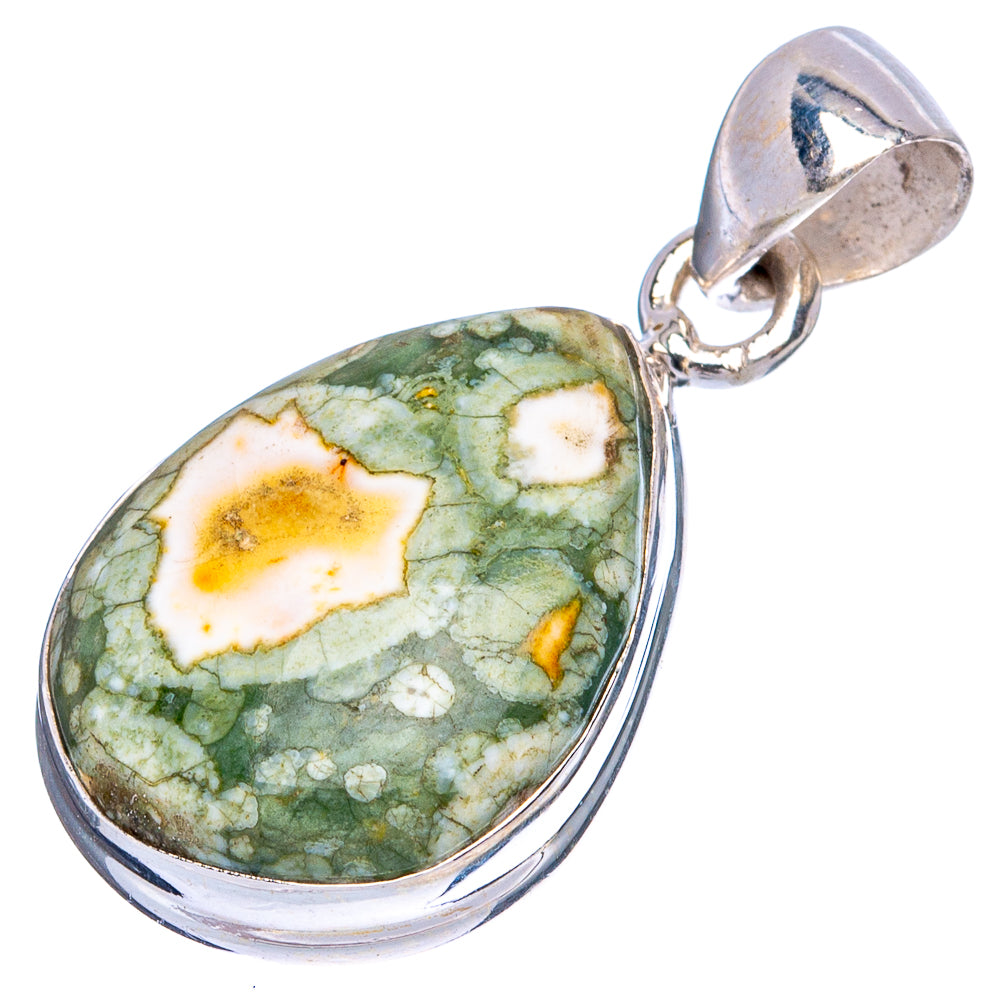 Rainforest Jasper Pendant 1 1/4" (925 Sterling Silver) P43437