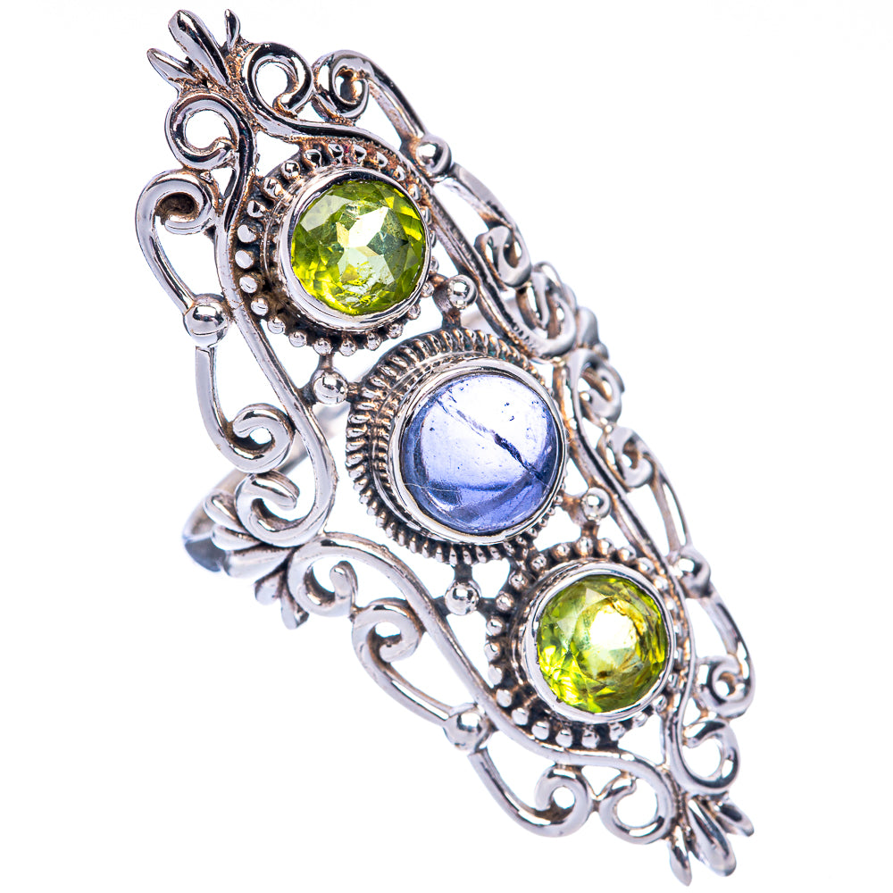Large Tanzanite, Peridot Ring Size 8.75 (925 Sterling Silver) R144947