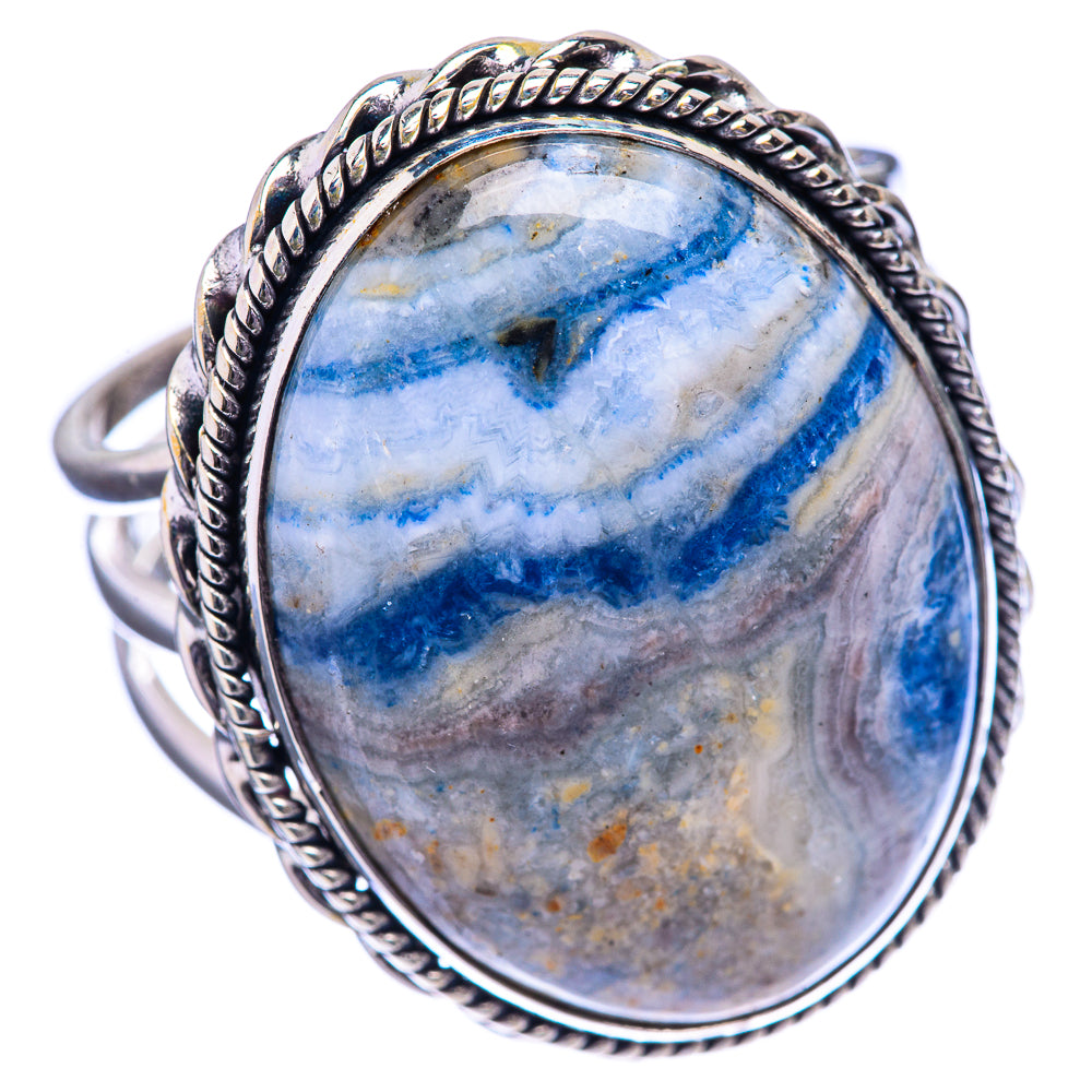 Huge Blue Scheelite Ring Size 14 (925 Sterling Silver) R142715