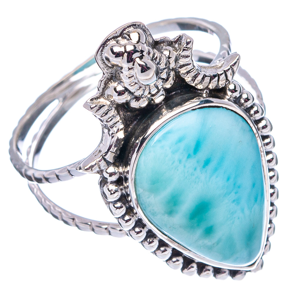 Premium Larimar Ring Size 8.5 (.925 Sterling Silver)