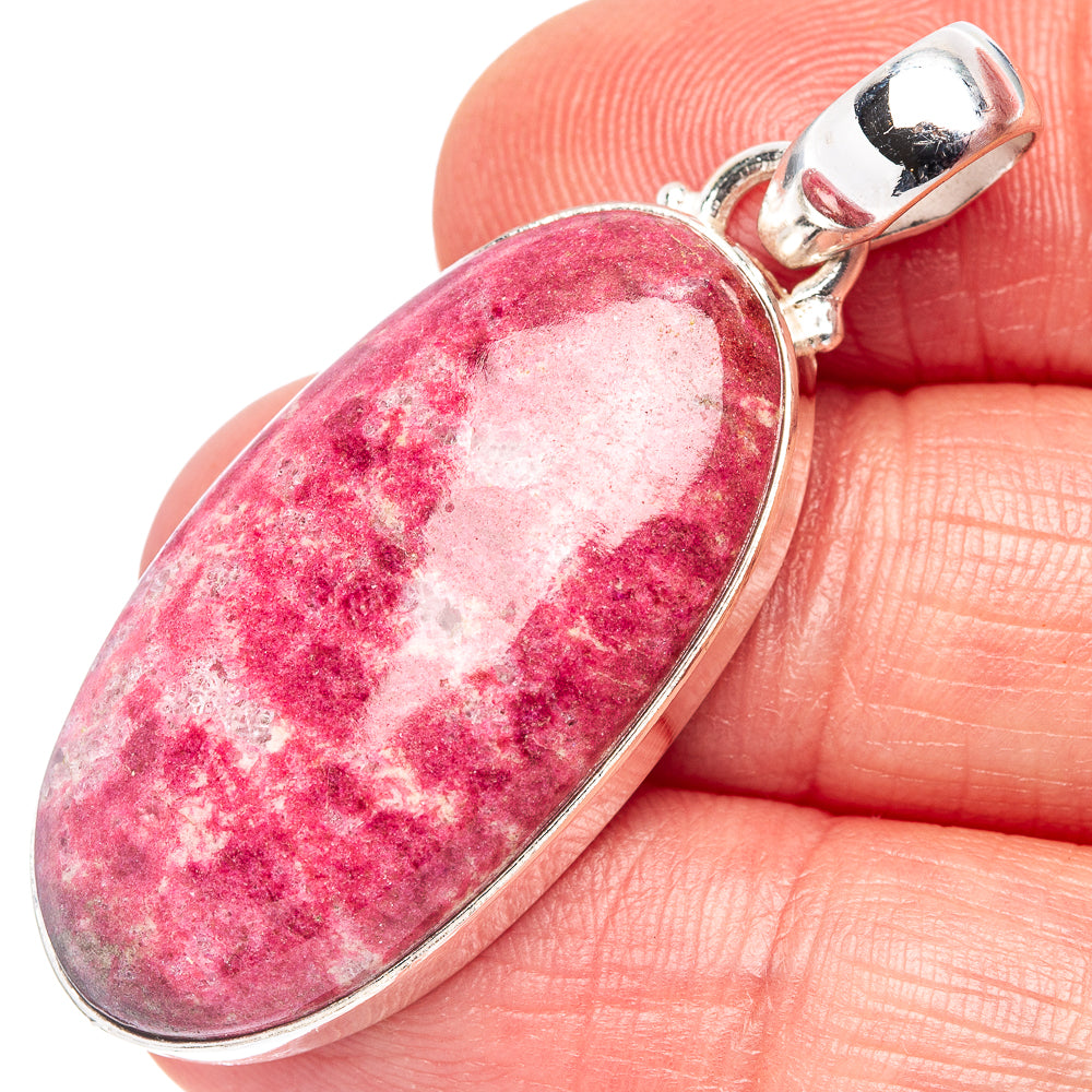 Thulite Heart Pendant 1 3/4" (.925 Sterling Silver)