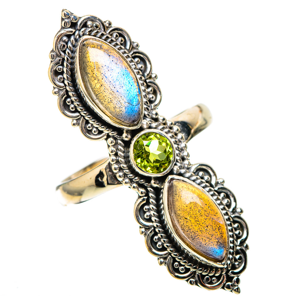 Large Labradorite, Peridot Ring Size 10 (925 Sterling Silver) RING138014