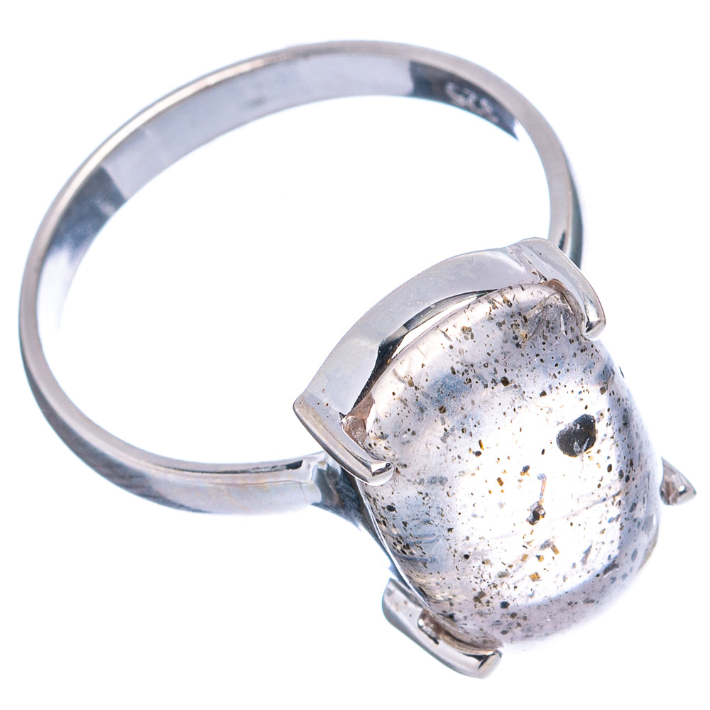 Black Dot Rutilated Quartz Ring Size 8 (.925 Sterling Silver)