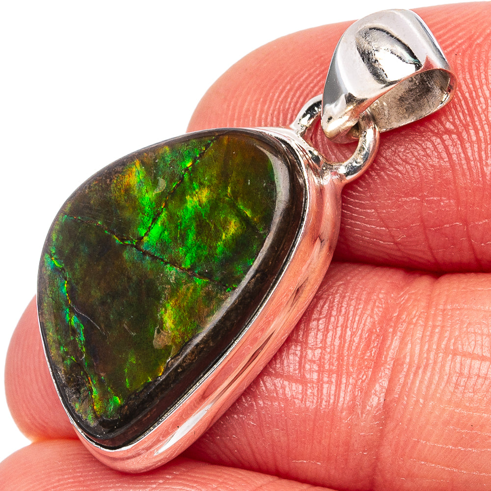 Rare Canadian Ammolite Pendant 1 1/4" (.925 Sterling Silver)