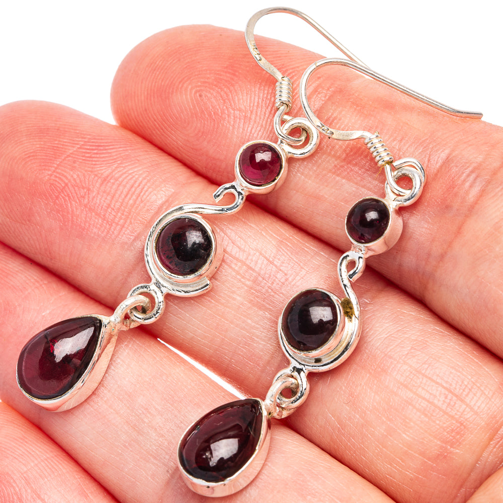 Garnet Earrings 2" (925 Sterling Silver) E433356