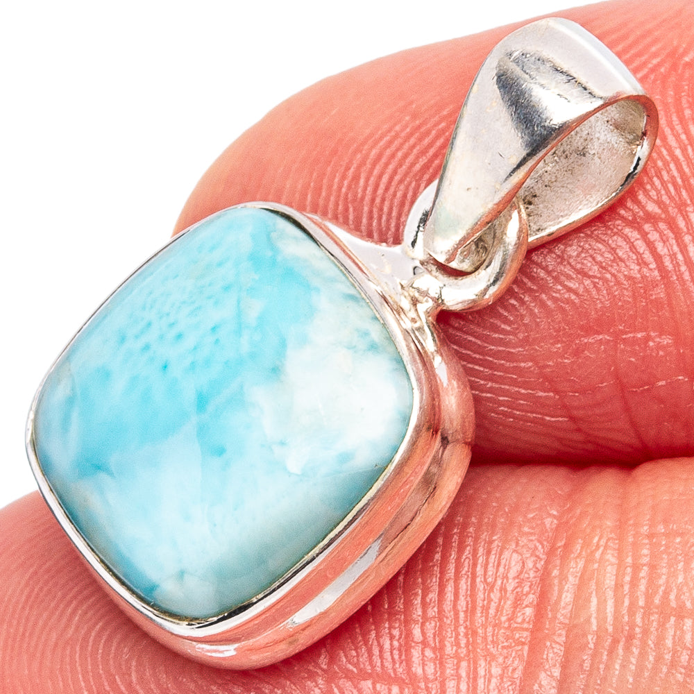 Rare Larimar Pendant 7/8" (.925 Sterling Silver)