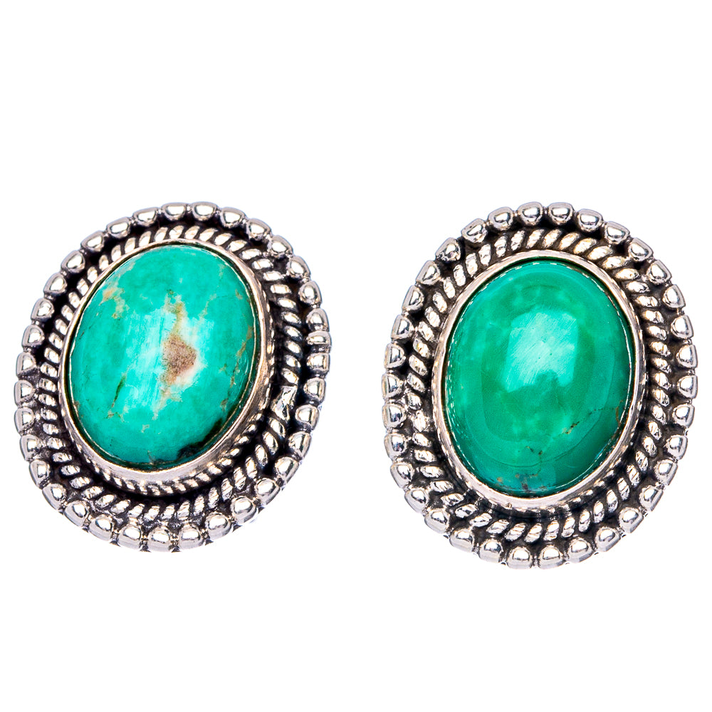 Tibetan Turquoise Earrings 5/8" (925 Sterling Silver) E1528