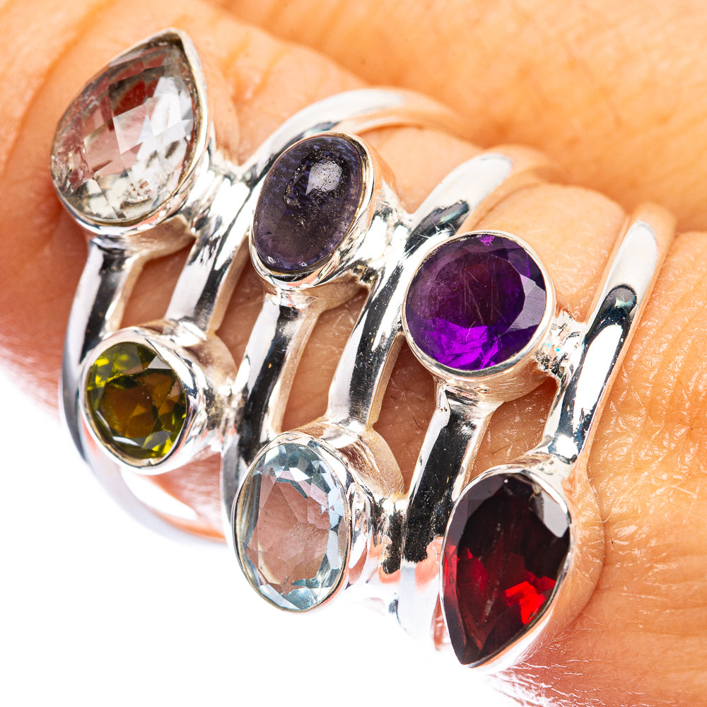 White Quartz, Amethyst, Tanzanite, Peridot, Blue Topaz, Garnet Ring Size 8.75 (925 Sterling Silver) R142426