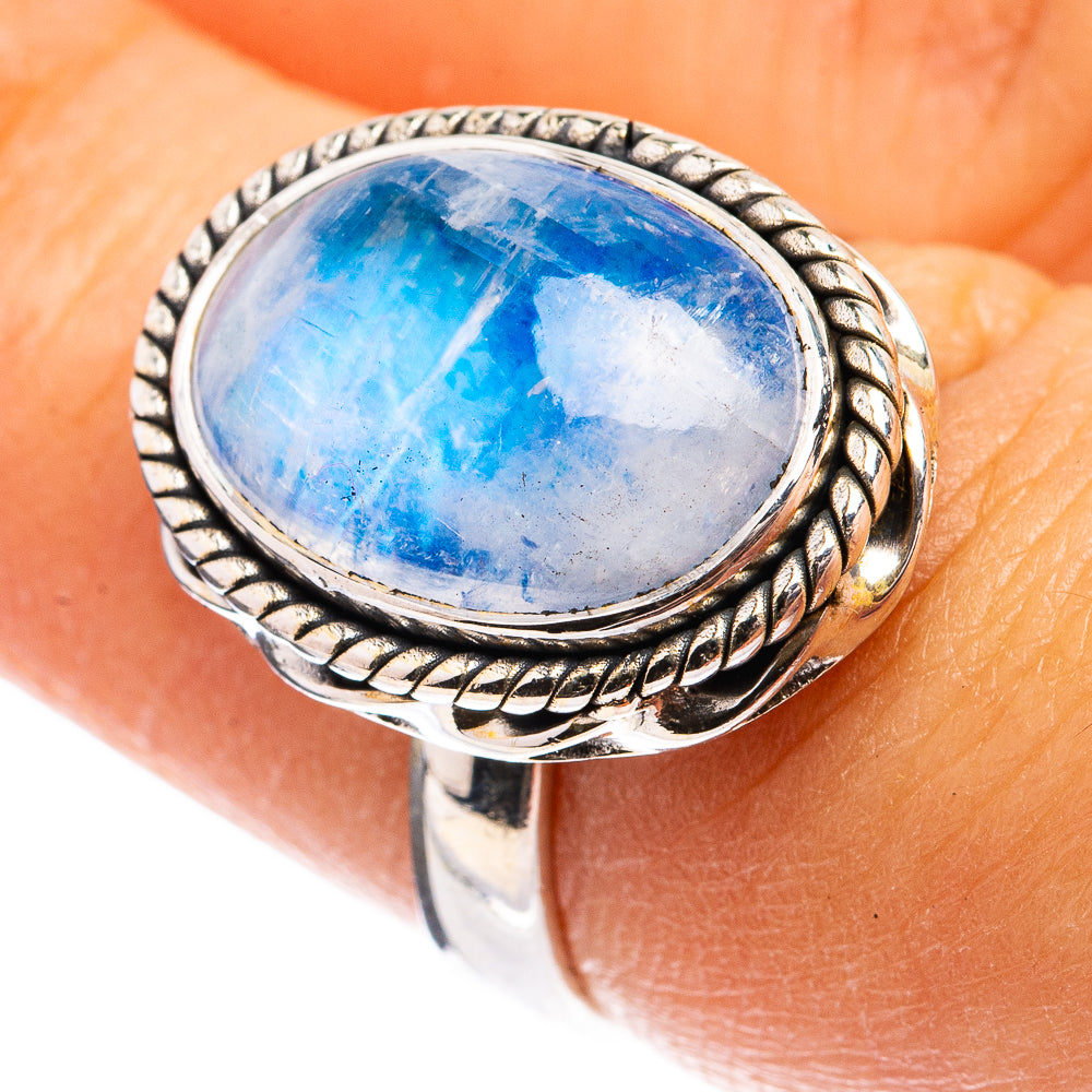 Rainbow Moonstone Ring Size 6.5 (925 Sterling Silver) R142838