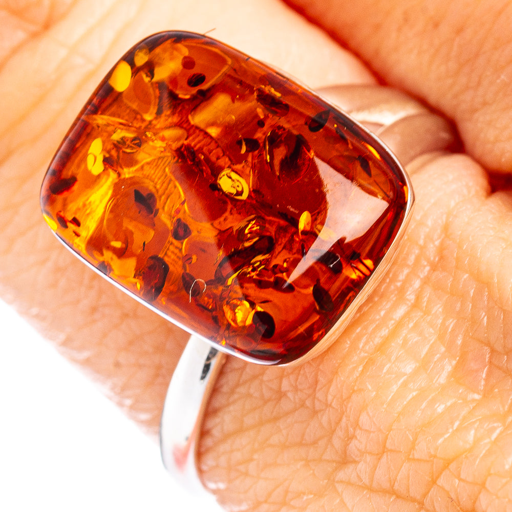 Baltic Amber Ring Size 7 Adjustable (.925 Sterling Silver)