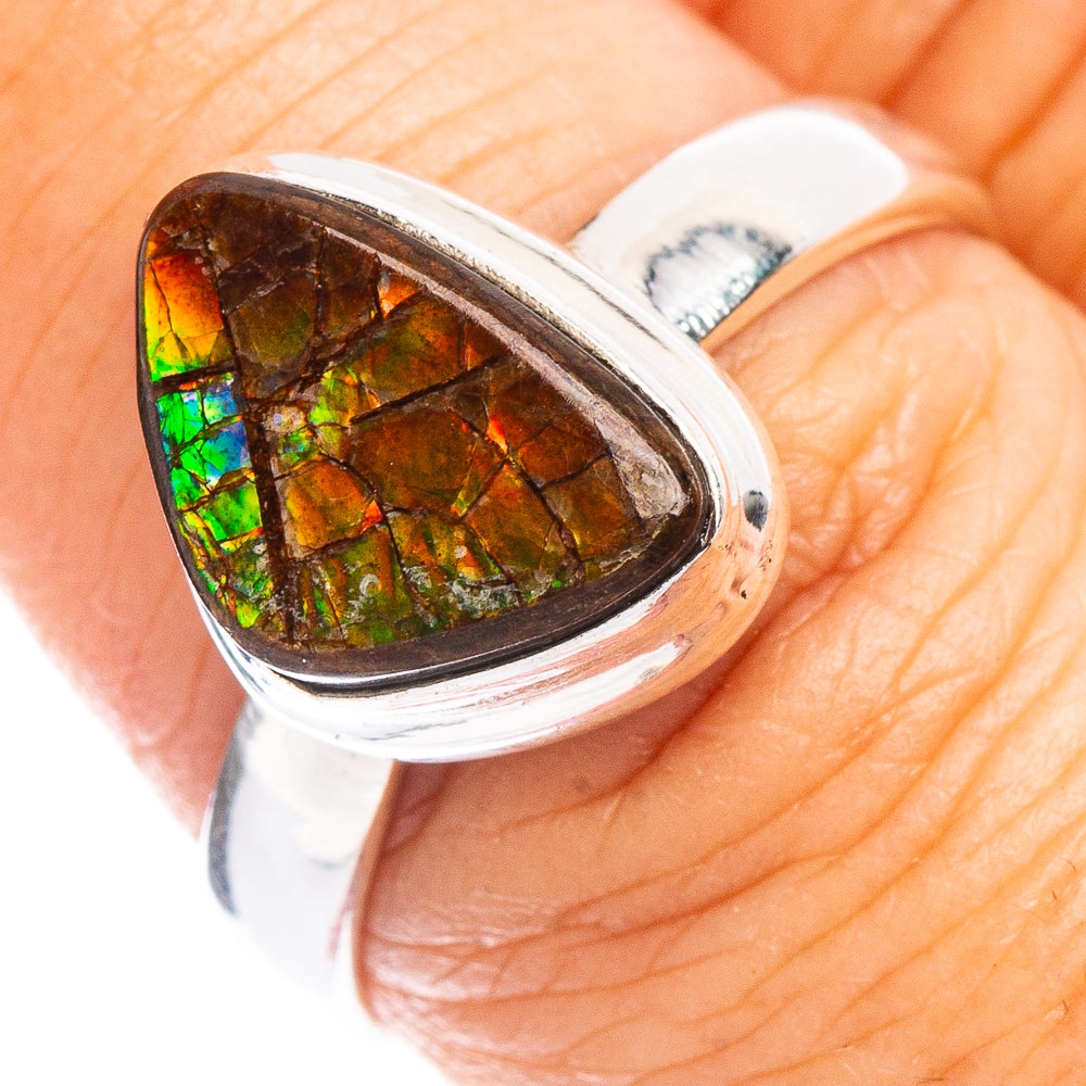 Rare Ammolite Ring Size 8 (925 Sterling Silver) R7886