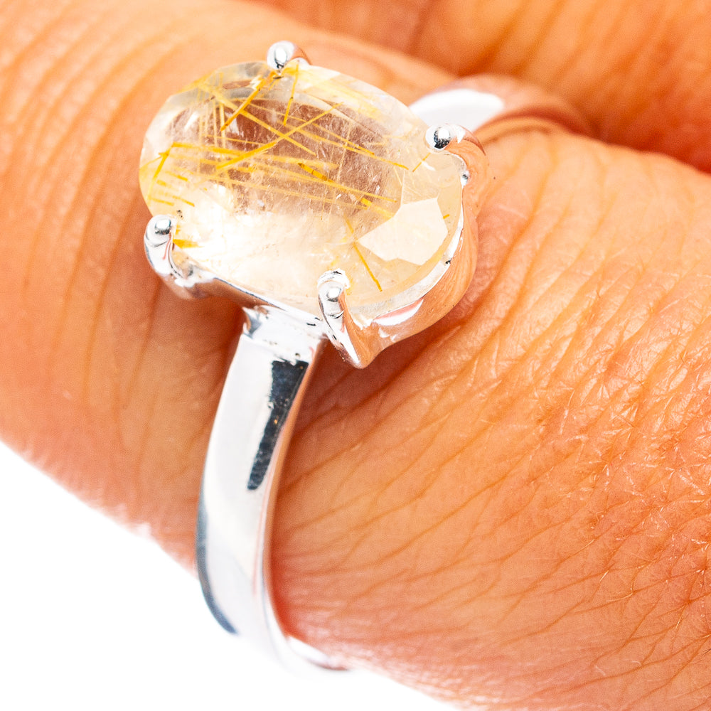 Rutilated Quartz Ring Size 9 (.925 Sterling Silver)