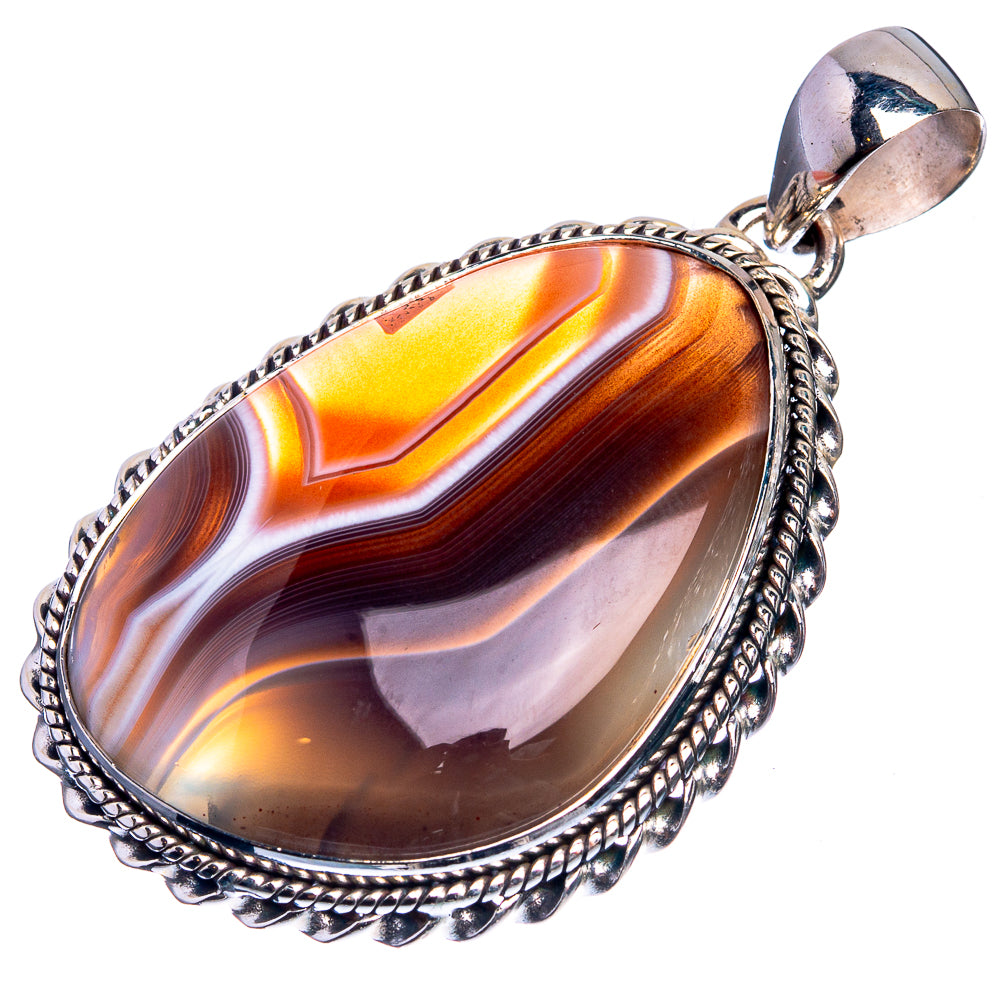 Botswana Agate 925 Sterling Silver Pendant 1 7/8"