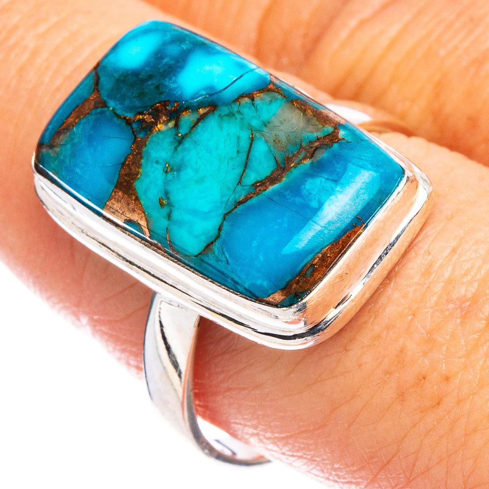 Blue Copper Turquoise Ring Size 9.75 (.925 Sterling Silver)