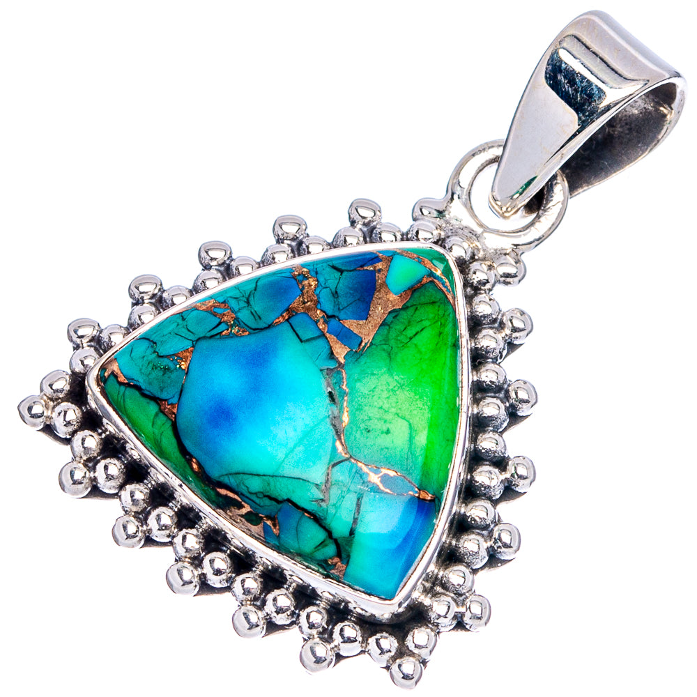 Green Dahlia Mohave Turquoise Pendant 1 1/4" (.925 Sterling Silver)