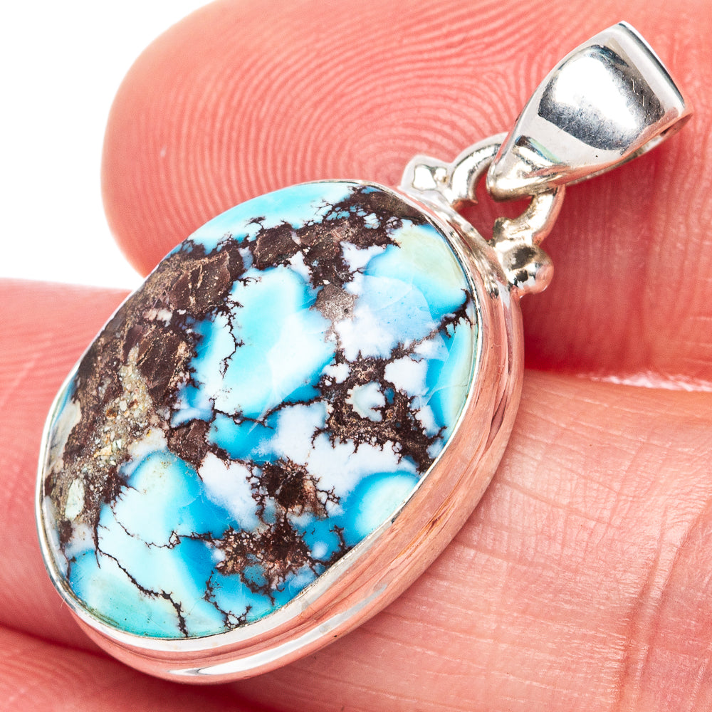 Rare Golden Hills Turquoise 925 Sterling Silver Pendant 1 1/4" (925 Sterling Silver) P41873
