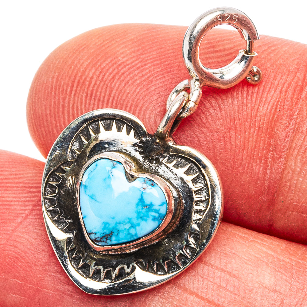 Golden Hills Turquoise Heart Pendant 1 1/8" (.925 Sterling Silver)