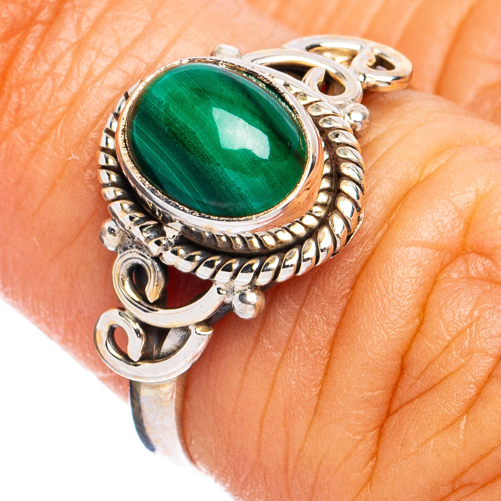 Dainty Malachite Ring Size 5.75 (925 Sterling Silver) R8560