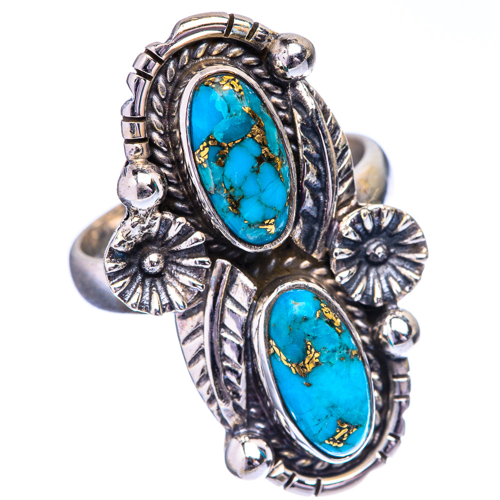 Blue Copper Composite Turquoise Ring Size 6..5 (925 Sterling Silver) R142647