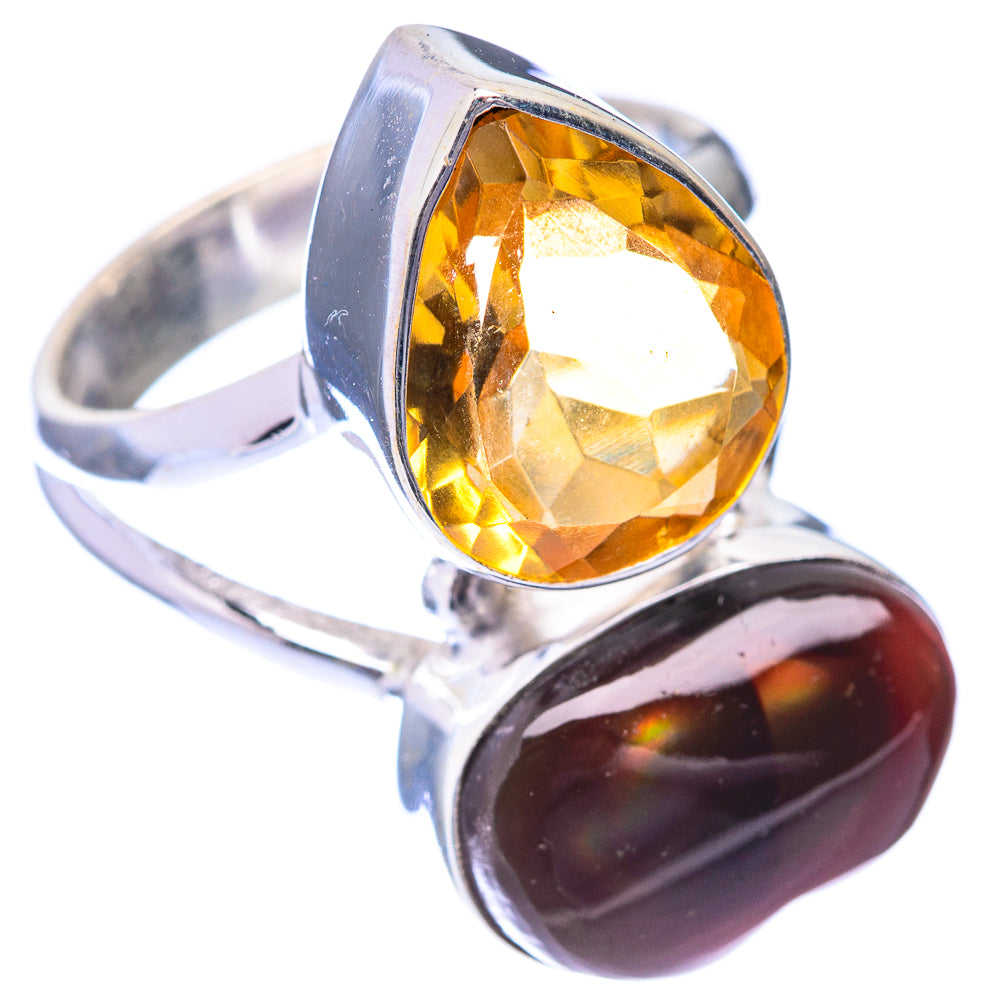 Mexican Fire Agate, Citrine Ring Size 6.75 (925 Sterling Silver) R141518