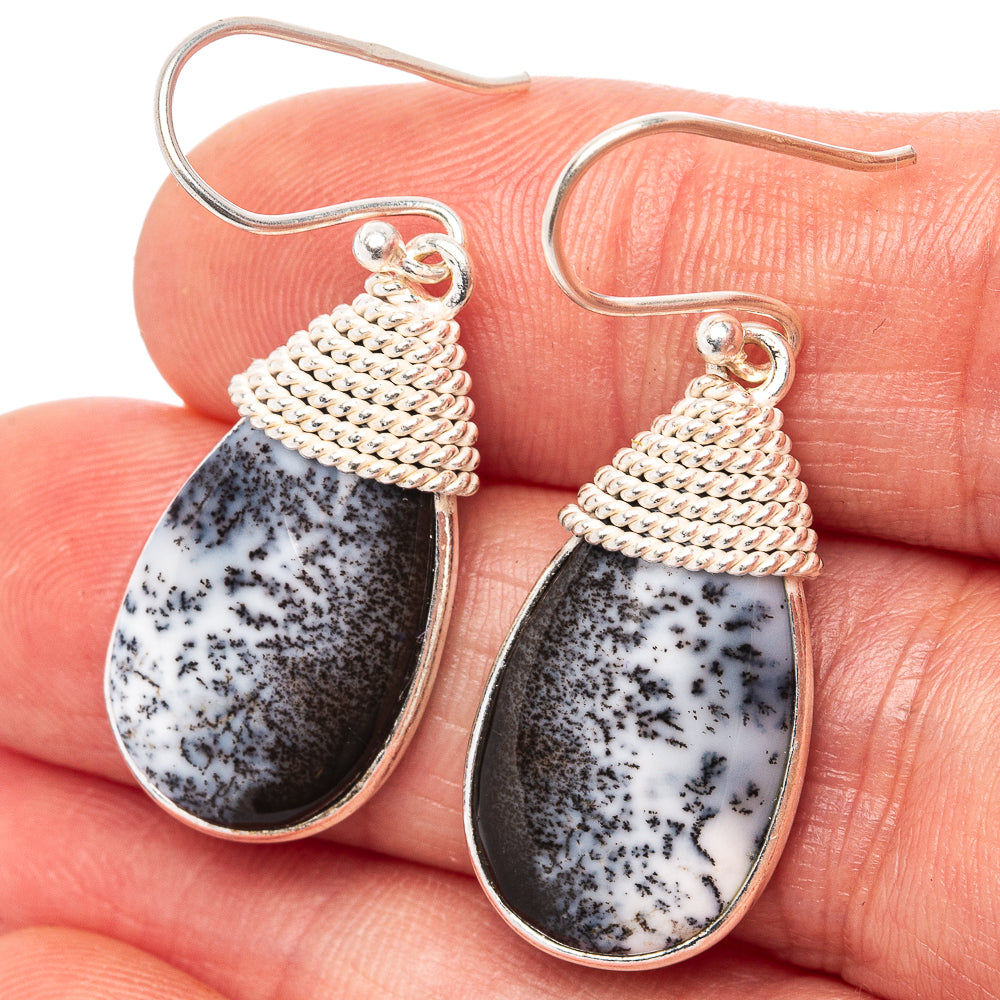 Dendritic Agate Earrings 1 1/2" (.925 Sterling Silver)