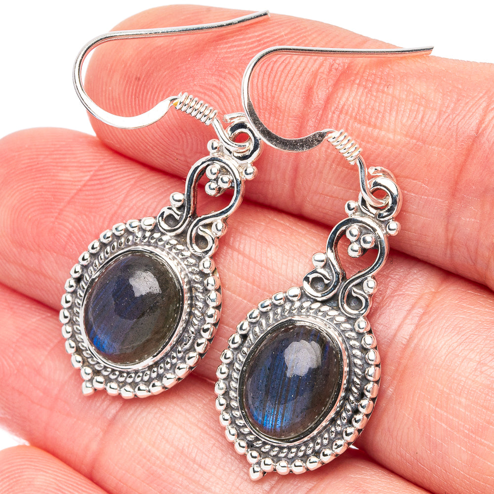 Premium Labradorite Earrings 1 5/8" (925 Sterling Silver) E2697