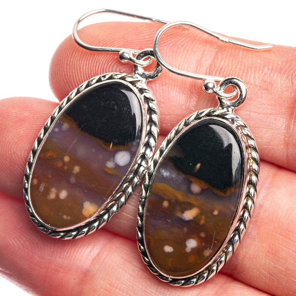 Ocean Jasper 925 Sterling Silver Earrings 1 5/8"