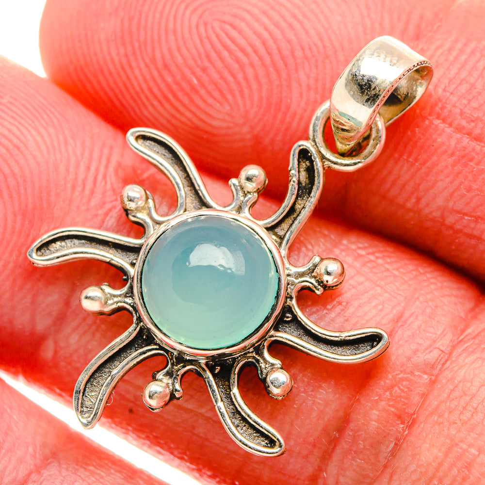 Natural Chalcedony Dainty Pendant 1 1/4" (925 Sterling Silver) PD37824