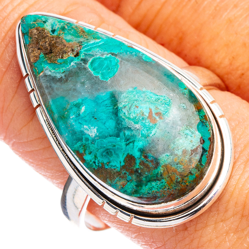 Chrysocolla In Malachite Ring Size 10 (.925 Sterling Silver)