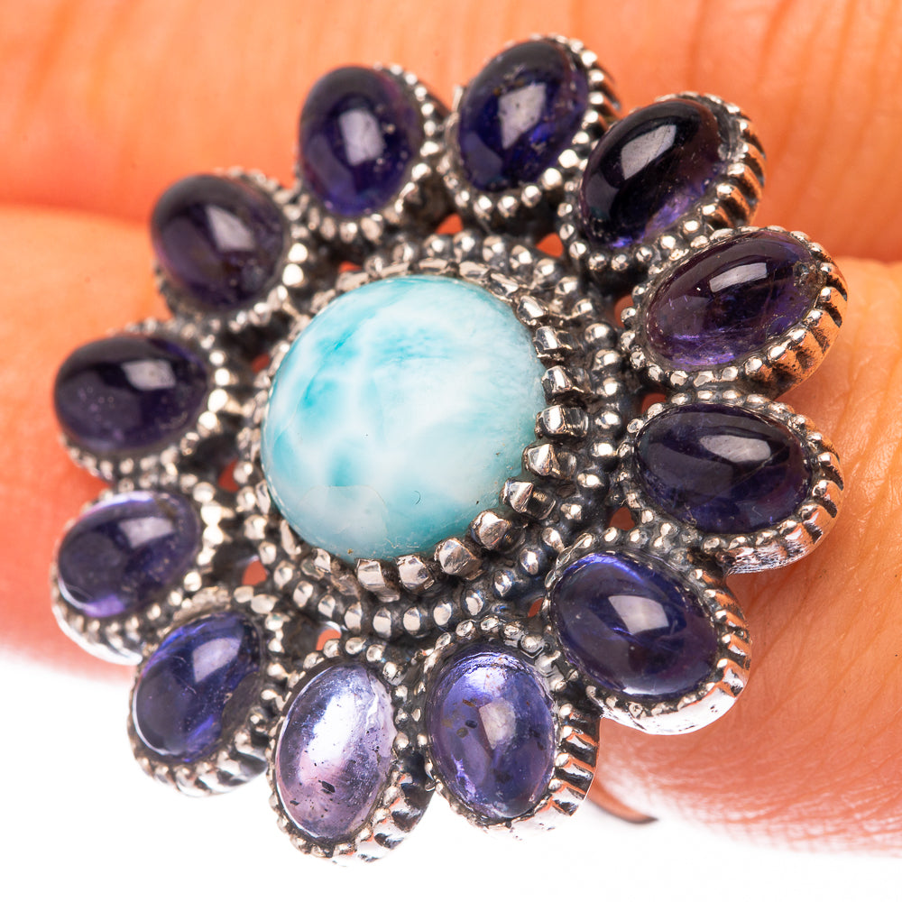 Large Larimar, Tanzanite 925 Sterling Silver Ring Size 6.5 (925 Sterling Silver) RING140434